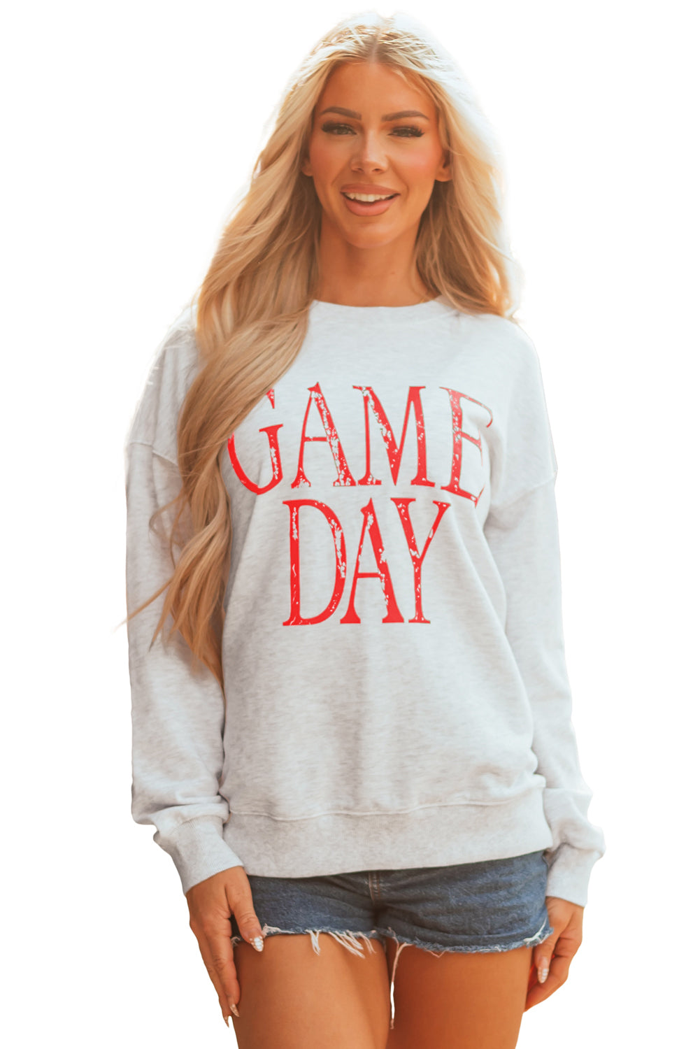 Black Vintage Washed GAME DAY Graphic Baggy Sweatshirt